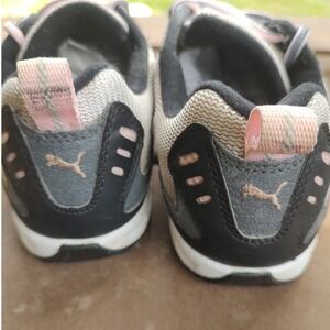 Puma Womens Athletic Sneakers Grey Black Pink Mesh Lace Up Running Shoes
